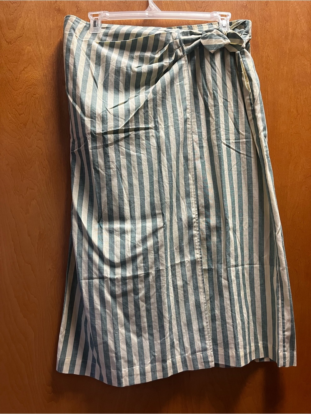 NWT Universal Thread Green Yellow Striped Wrap Midi Skirt L